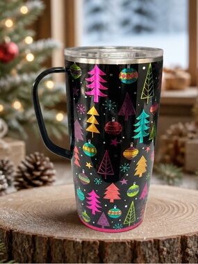 Swig Life 22 oz Travel Mug Features the Festive "Merry and Bright" Pattern